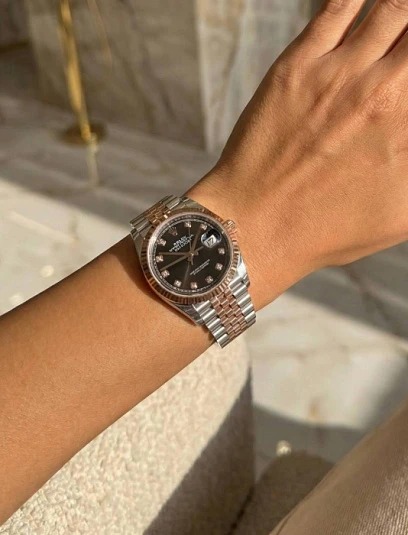 Rolex Datejust Two-Tone Rose Gold Black Diamond